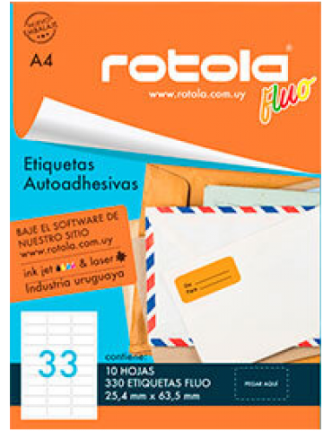 ETIQUETA ROTOLA FLUO A41/33 X10